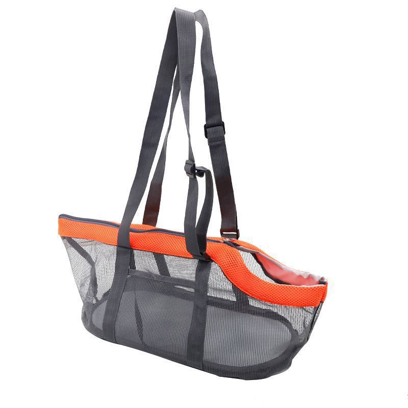 Orange And Grey Lightweight Breathable Mesh Pet Carrier Handbag - Portable Travel Tote for Small Dogs & Cats up to 8kg