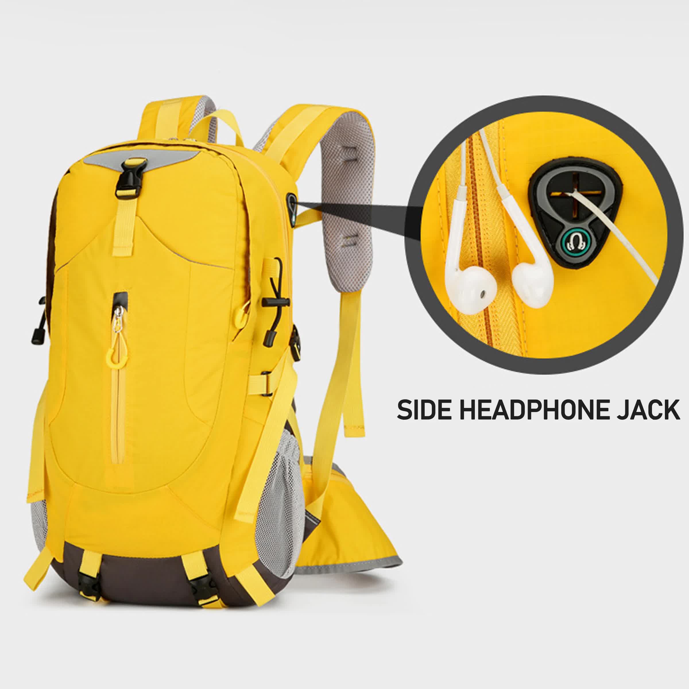 Yellow Lightweight 30L Hiking Backpack - Water-Resistant Outdoor Daypack for Trekking & Travel