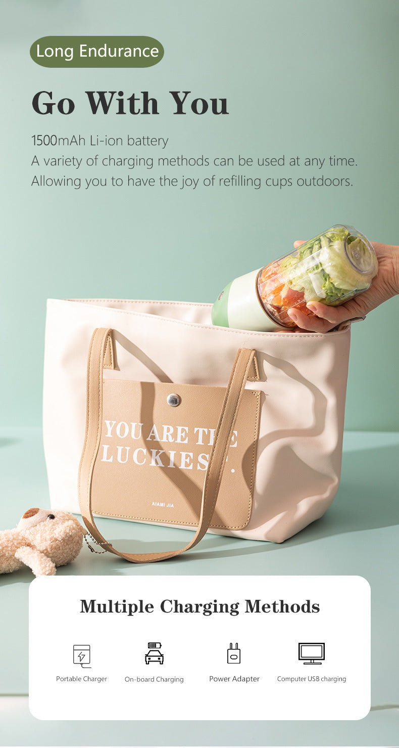 Green Portable USB Blender 500ml - Rechargeable Mini Juicer for Smoothies On-the-Go