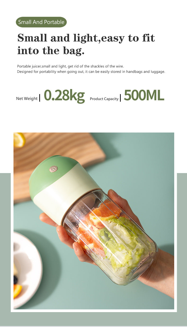White Portable USB Blender 500ml - Rechargeable Mini Juicer for Smoothies On-the-Go