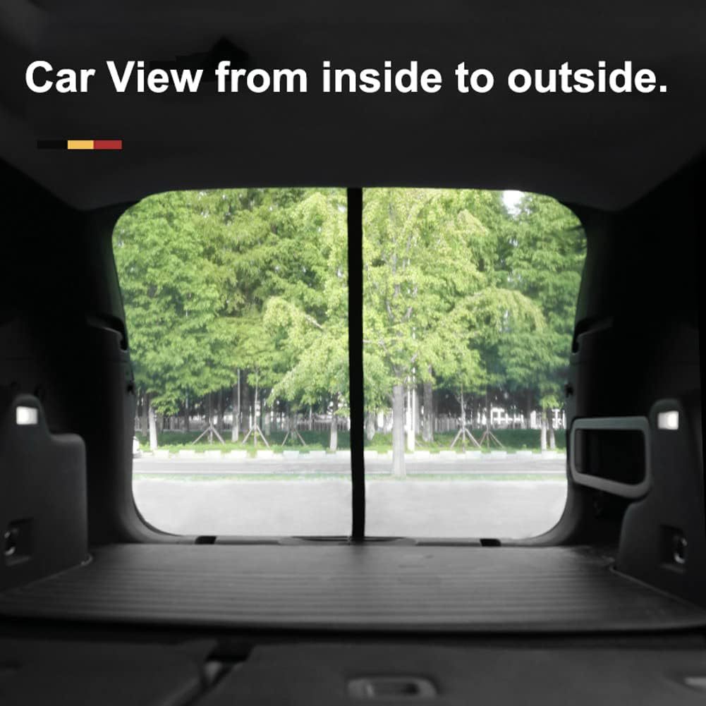 Size L Black Magnetic Car Window Sun Shade Screens & SUV Tailgate Mosquito Net Set - Breathable Bug Protection