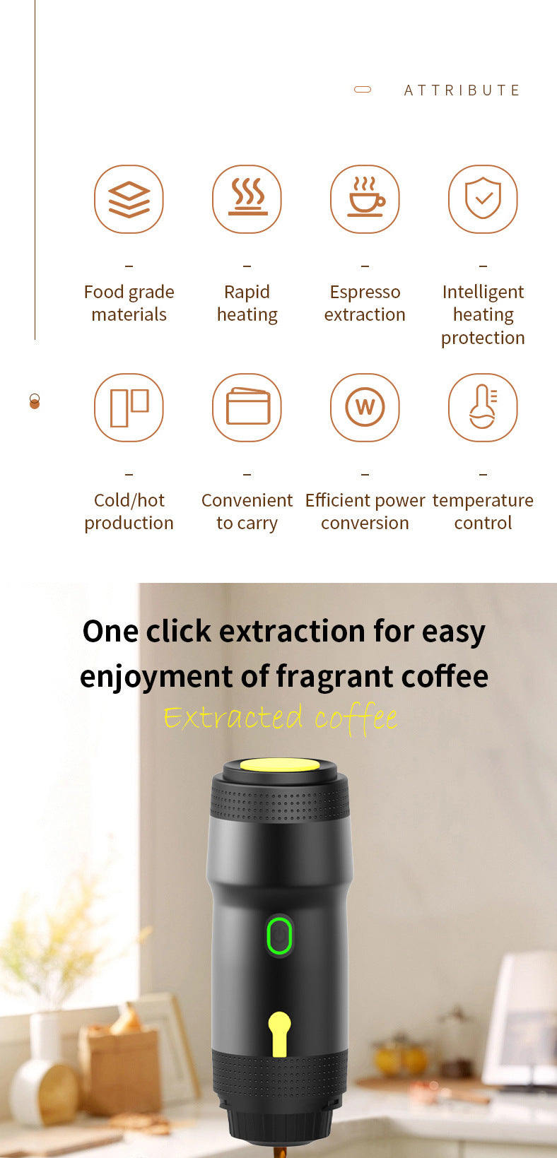 Black 3-in-1 Portable Electric Espresso Maker - Rechargeable Travel Coffee Machine for Capsules & Ground Coffee