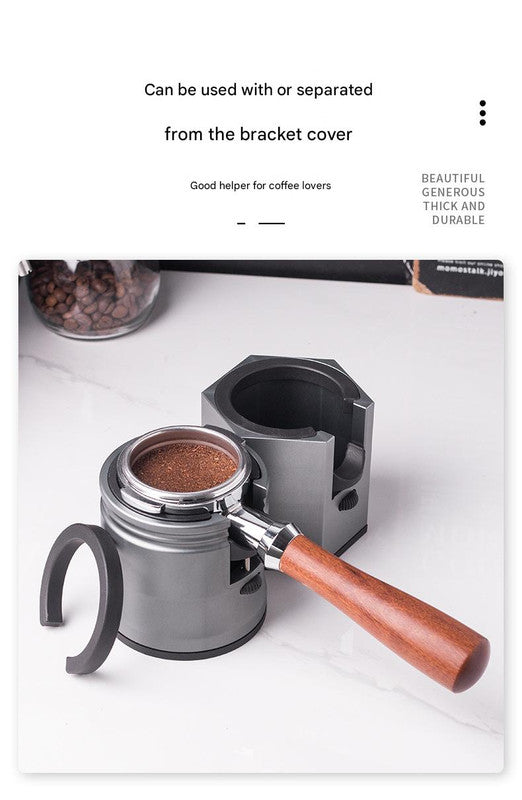 Dark Grey Diamond Professional Aluminum Espresso Tamping Station - Adjustable Portafilter Holder Stand