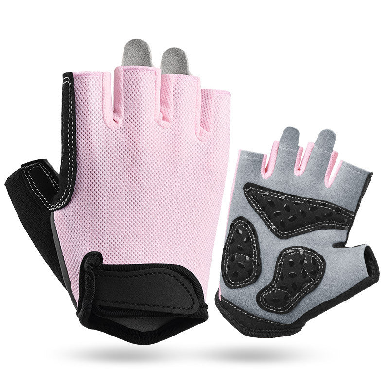 M Pink Women's Summer Cycling Gloves - Breathable Half-Finger Non-Slip Fitness Training Gloves for Weightlifting