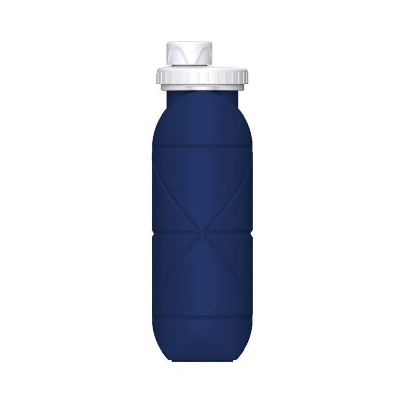 Dark-blue Portable Silicone Collapsible Water Bottle - Foldable Sports Cup for Cycling and Outdoor Fitness