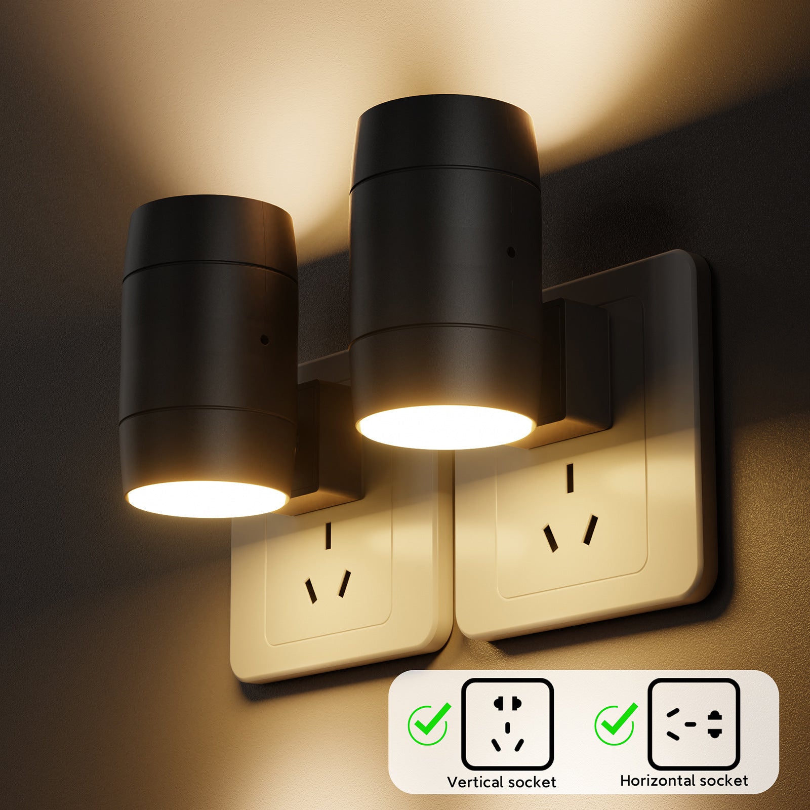 Adjustable Brightness Plug-In Night Light - Rotatable Motion Sensor Light for Hallway, Living Room, and Bedroom