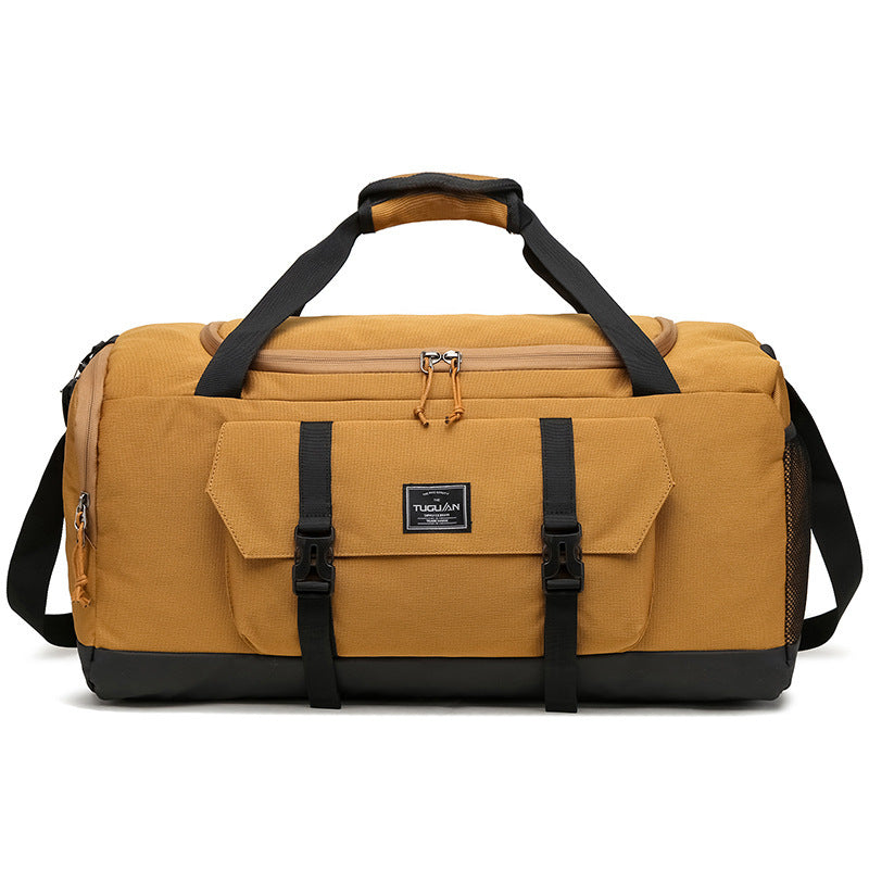Yellow Dry Wet Separation Gym Bag - Yoga Fitness Travel Duffel - Shoe Compartment