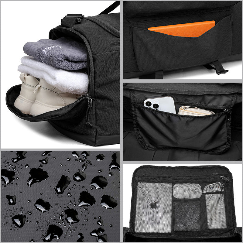 Green Dry Wet Separation Gym Bag - Yoga Fitness Travel Duffel - Shoe Compartment