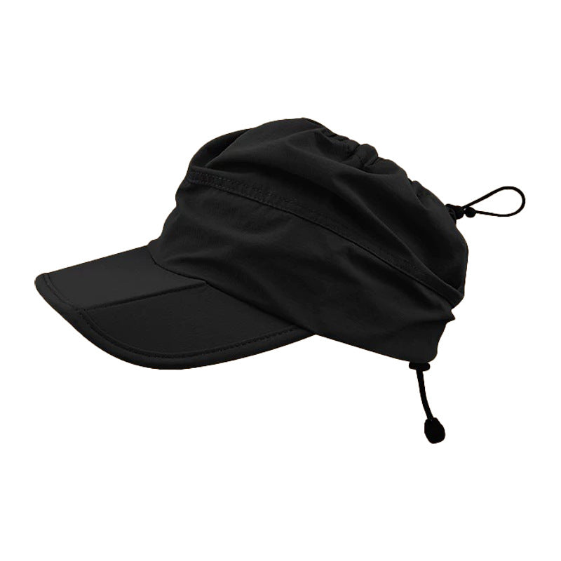 Black Summer Outdoor Quick Dry Sun Hat - Foldable Visor Cap - UV Protection - 55-58cm