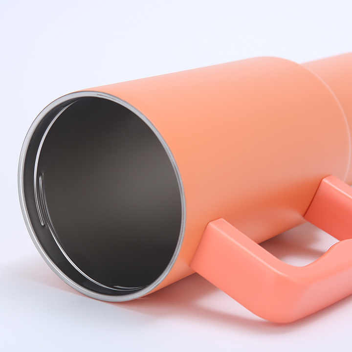 Orange 40oz Stainless Steel Tumbler with Handle & Straw - Large Capacity Car Cup