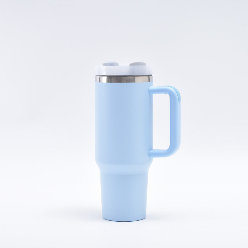 Blue 40oz Stainless Steel Tumbler with Handle & Straw - Large Capacity Insulated Travel Mug