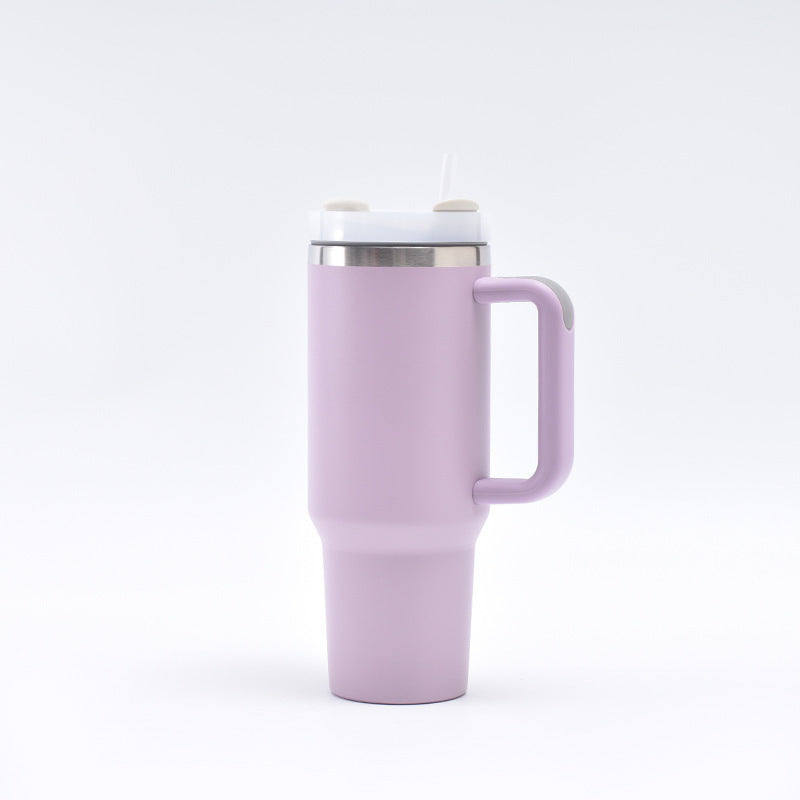 Light Purple 40oz Stainless Steel Tumbler with Handle & Straw - Large Capacity Insulated Travel Mug