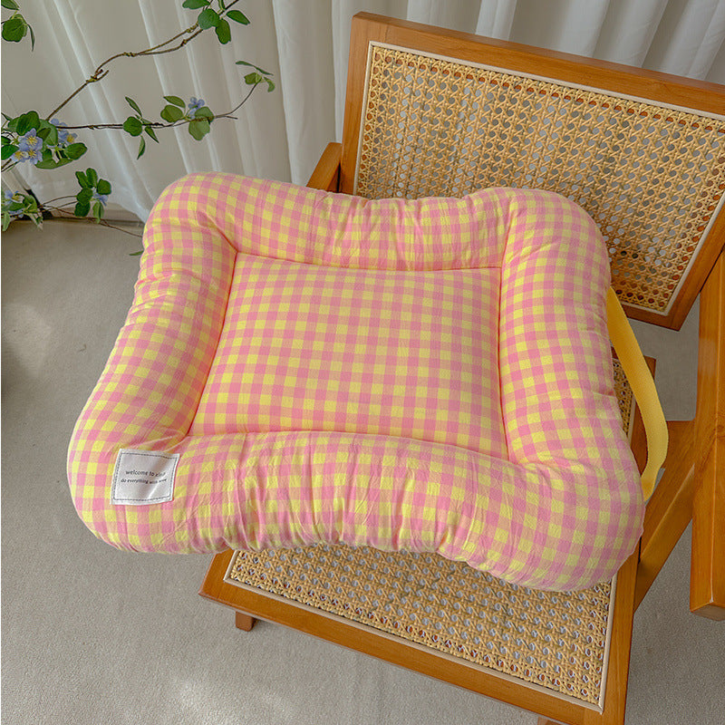 S Orange All-Season Pet Bed - Soft Washable Dog & Cat Mat with Comfortable Cushion - Warm Winter Padding for Small to Large Pets