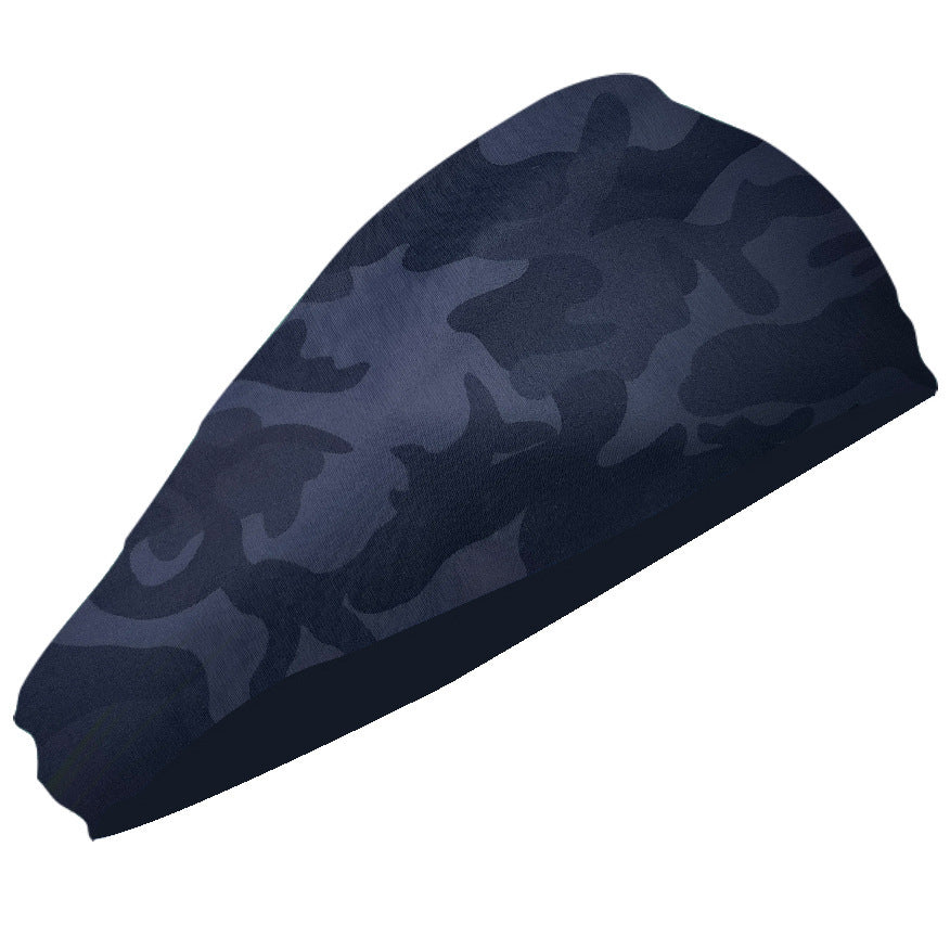 Camouflage Black 5-Pack Wide Sports Headbands for Women - Non-Slip Yoga Headwraps with Sweat-Wicking Fabric (88% Nylon+12% Spandex)