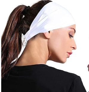 Camouflage Black 5-Pack Wide Sports Headbands for Women - Non-Slip Yoga Headwraps with Sweat-Wicking Fabric (88% Nylon+12% Spandex)