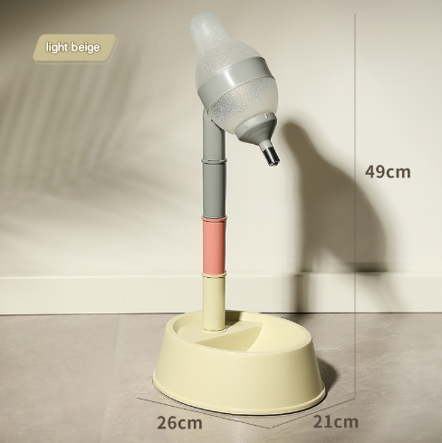 Beige Adjustable Height Pet Water Dispenser - Free Standing or Hanging - No More Bending!