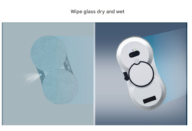 White Smart Window Cleaning Robot - 5600Pa Strong Suction, Auto Water Spray, 3 Cleaning Modes with UPS Power Backup