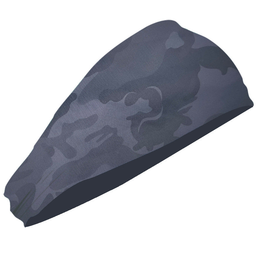 Camouflage Grey 5-Pack Wide Sports Headbands for Women - Non-Slip Yoga Headwraps with Sweat-Wicking Fabric (88% Nylon+12% Spandex)