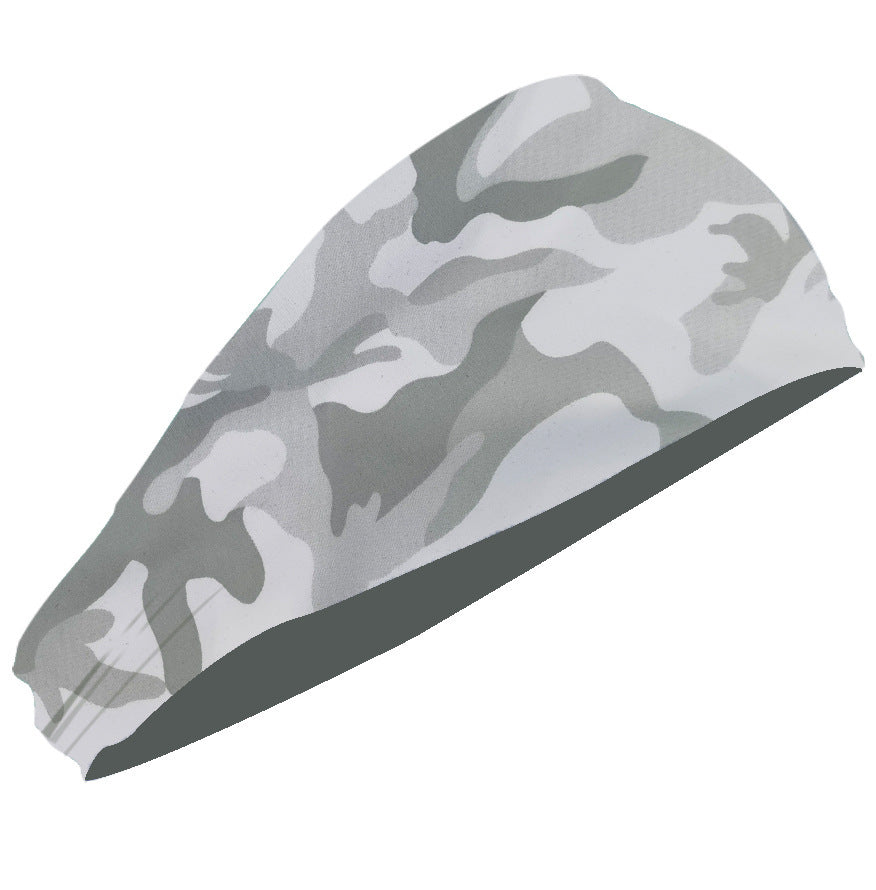 Camouflage Beige 5-Pack Wide Sports Headbands for Women - Non-Slip Yoga Headwraps with Sweat-Wicking Fabric (88% Nylon+12% Spandex)