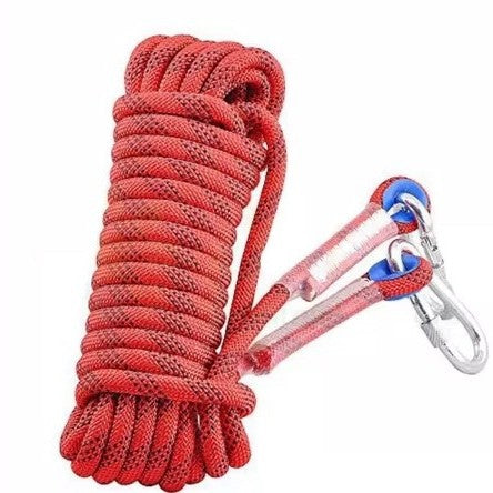 Red Polyester (for home use) Without Wire Core Heavy Duty Adjustable Clothesline Set (2 Pack) - 10m Steel Wire Core Nylon Rope with Hooks for Outdoor & Camping