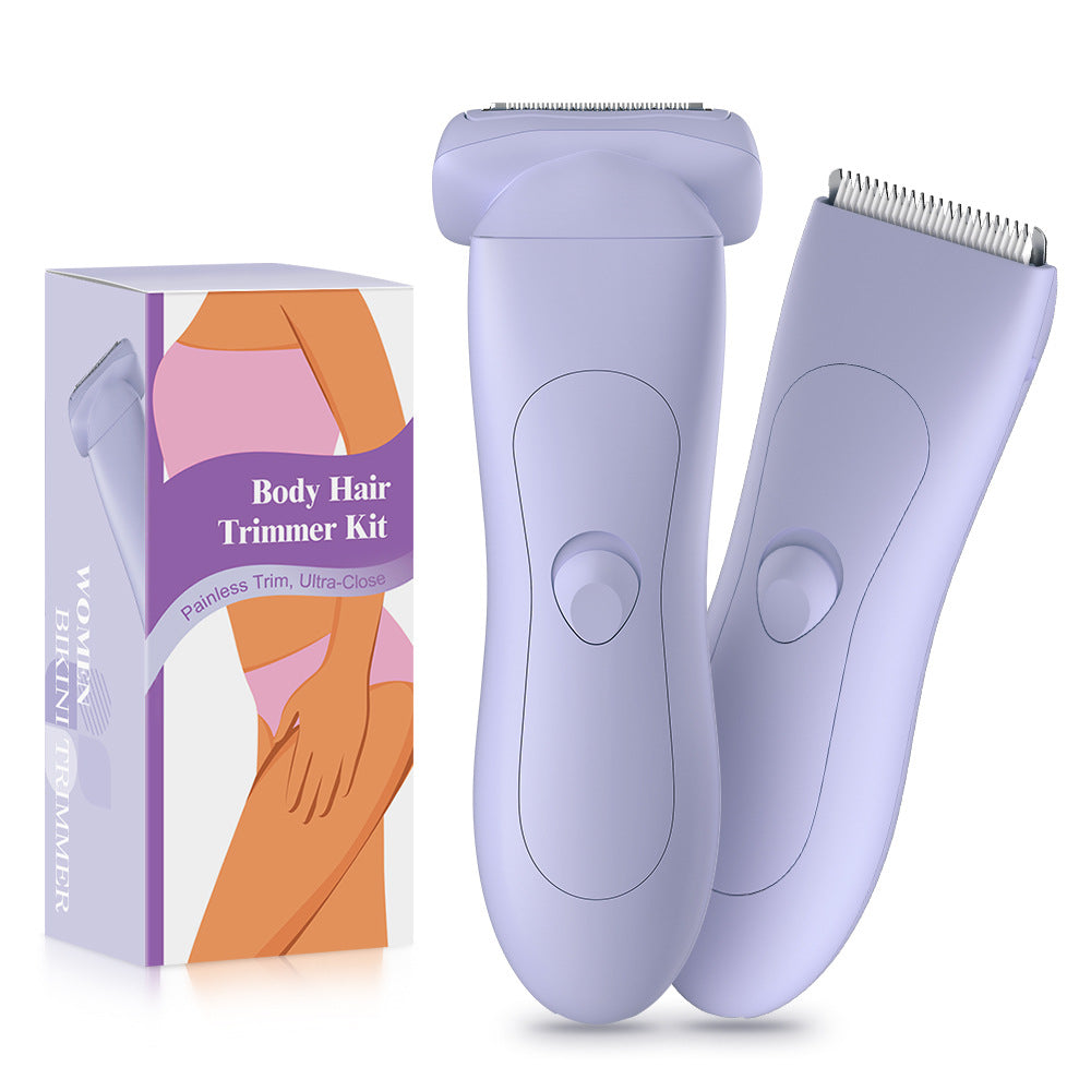 Purple 2-in Women's Electric Body & Bikini Trimmer Kit - Painless Ultra-Close Shaver