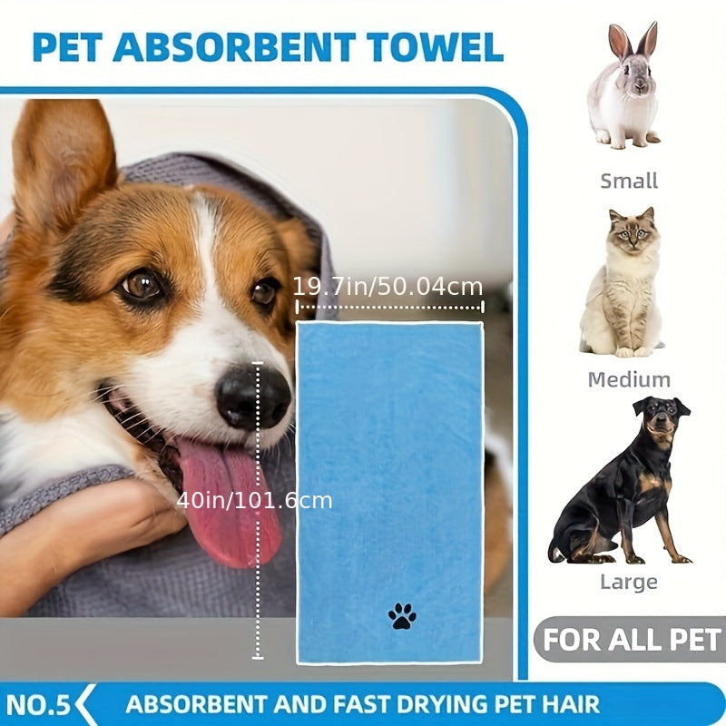 Grey 6-Piece Dog Grooming Bath Set - Absorbent Microfiber Towels & Wash Mitts for Shiny Coats
