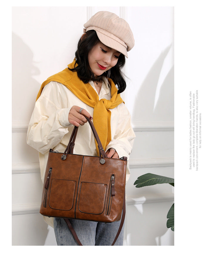 Versatile Brown Tote with Detachable Strap - Ideal for Travel
