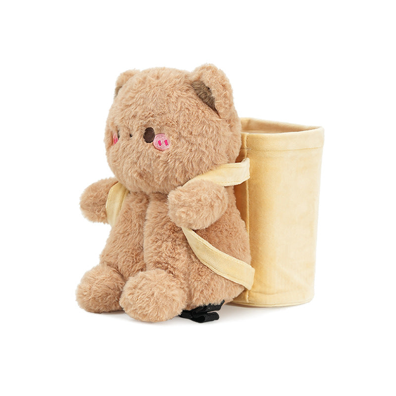 Cute Cloud Bear Tissue Holder for Car - Plush Toy with Storage