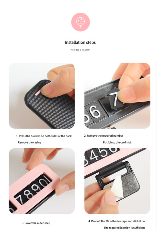 Cute Black Bow Teddy Bear Car Dashboard Decoration with Customizable Parking Number Plate - 12cm