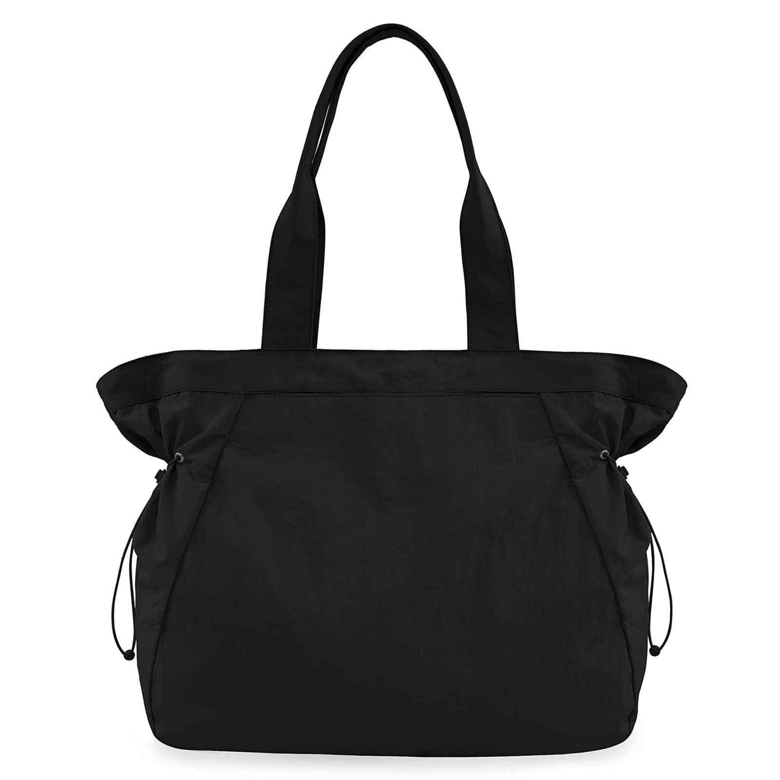 Water-Resistant Tote Bag with Drawstring Side-Cinch and Snap Closure - 18L Capacity Black