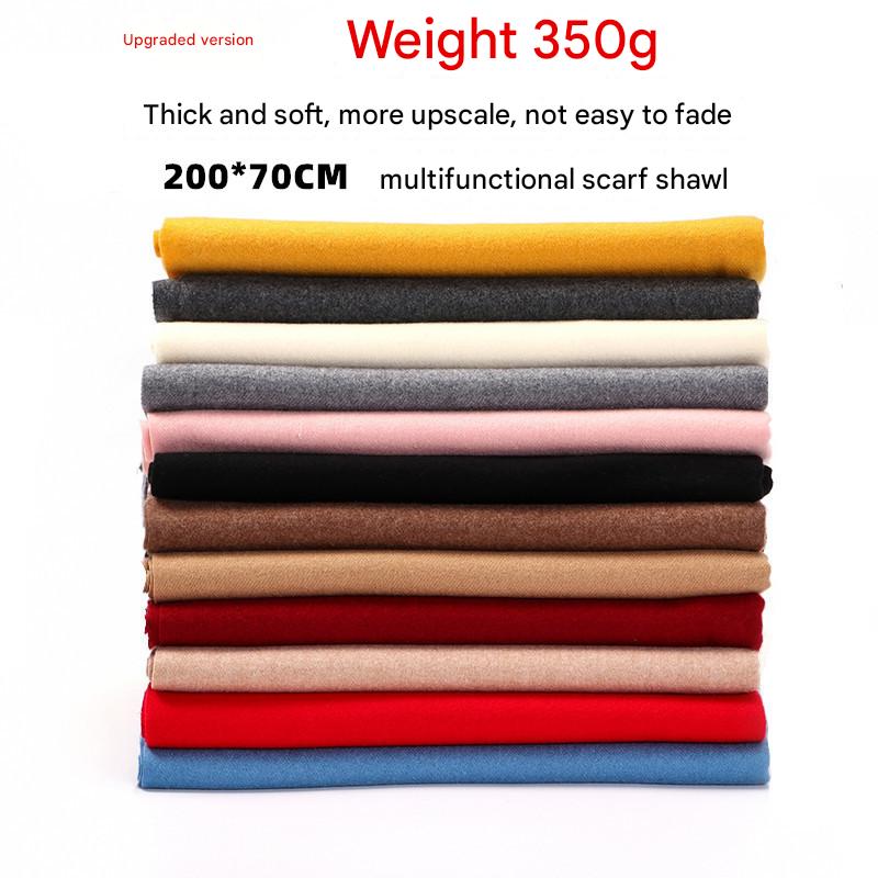 Luxury Cashmere Blend Scarf, Large 200x70cm Fringed Scarf (White)