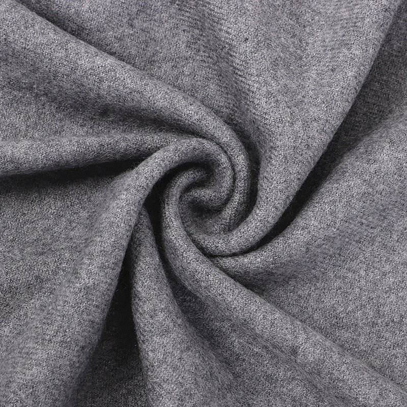 Luxury Cashmere Blend Scarf, Large 200x70cm Fringed Scarf (Dark Heather Gray)