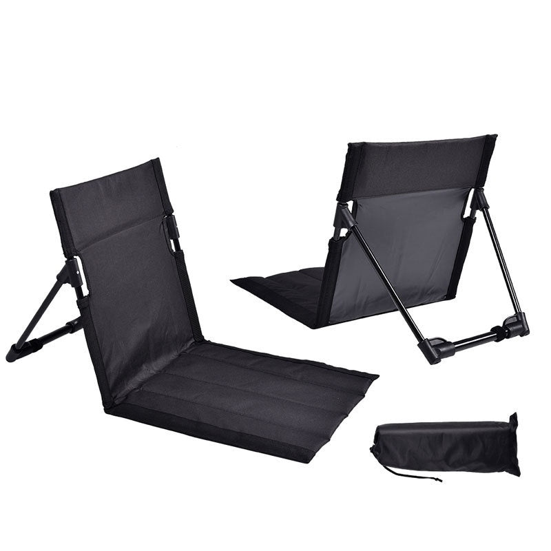 Portable Folding Beach Chair - Reclining Outdoor Seat 68x39.5x40.5cm with Carry Bag in black