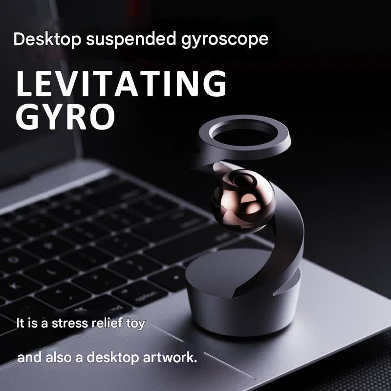 Desktop Levitating Gyro,Magnetic Floating Desk Toy for Stress Relief, Elegant Design-grey