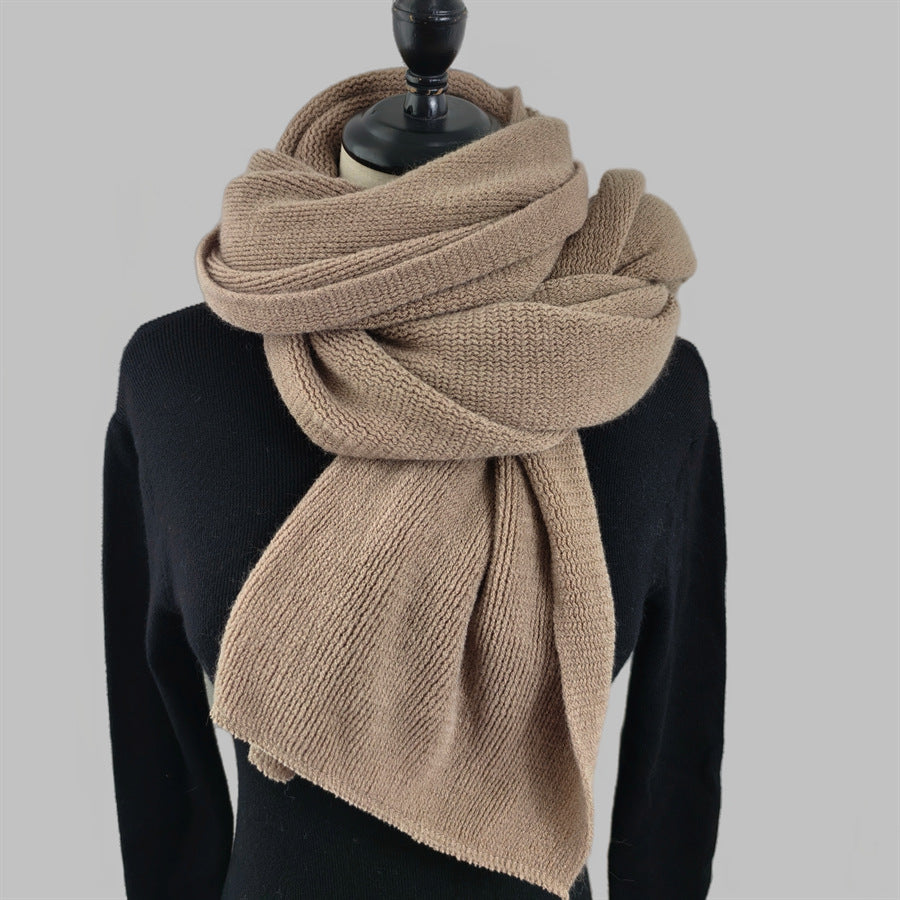 Khaki Imitation Cashmere Solid Scarf - Warm Winter Shawl for Men and Women
