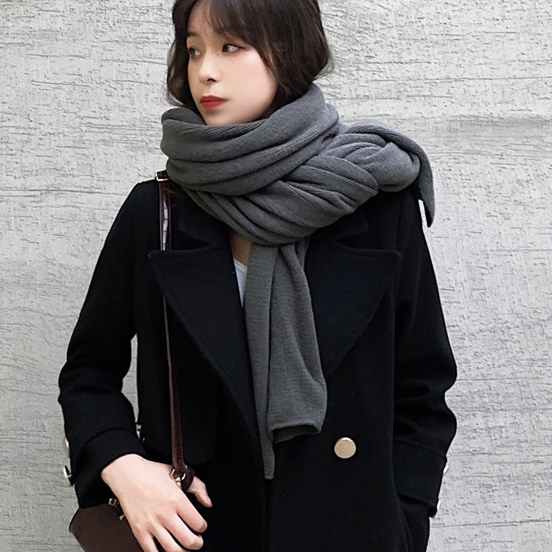 Khaki Imitation Cashmere Solid Scarf - Warm Winter Shawl for Men and Women