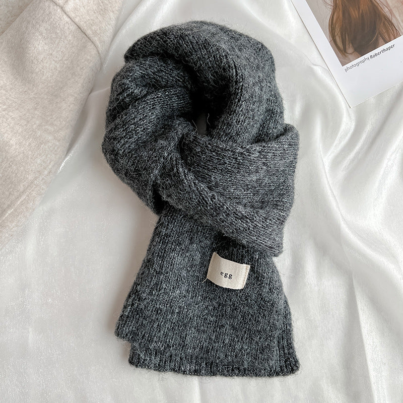 Gray Cozy Knit Scarf - Soft Wool-Blend Winter Neck Wrap, Warm and Stylish