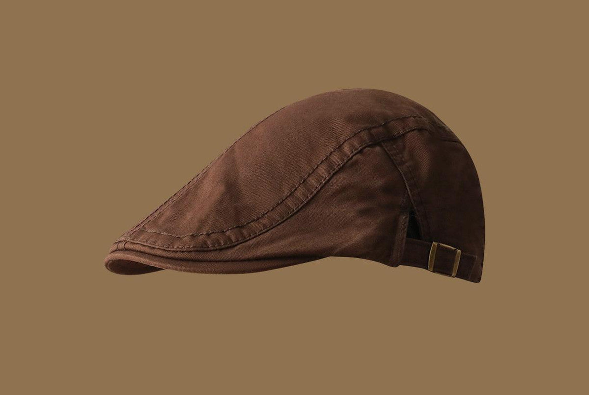 Retro Newsboy Cap - Unisex Vintage Flat Beret with Visor(Coffee)