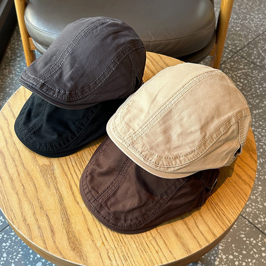 Retro Newsboy Cap - Unisex Vintage Flat Beret with Visor(Gray)