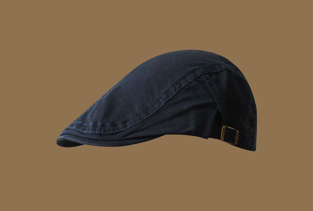 Retro Newsboy Cap - Unisex Vintage Flat Beret with Visor(Navy)