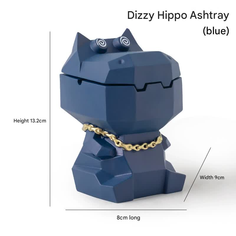 Hippo Ashtray with Lid - Stylish Geometric Decor for Home and Office(Blue)