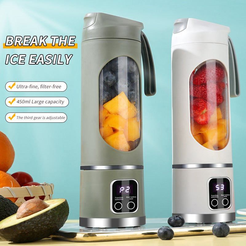 Portable Electric Juicer Blender - 450ml USB Rechargeable Smoothie Maker with 12 Blades(white)