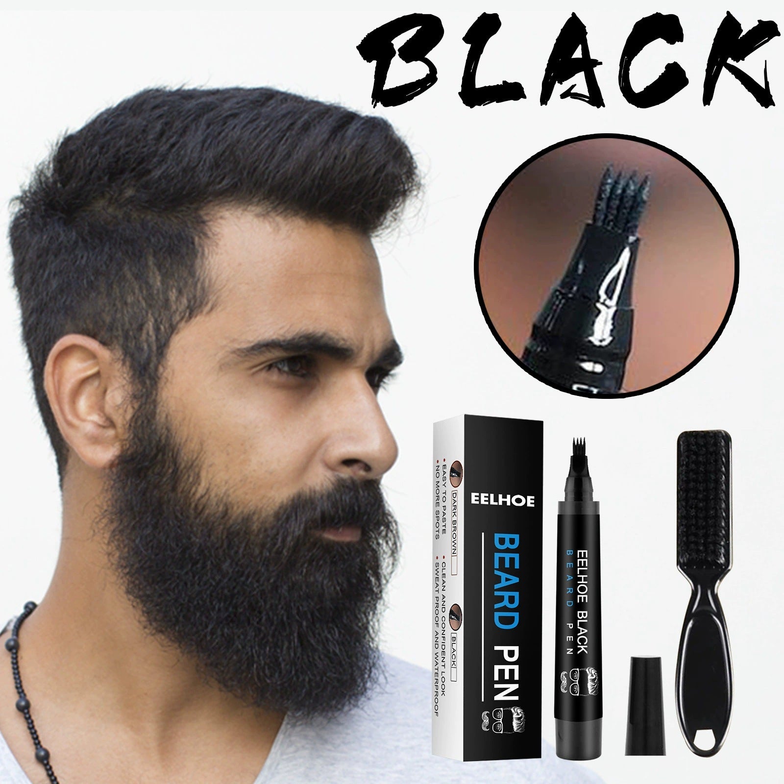 EELHOE Beard Pen Filler Kit - Waterproof & Sweatproof for a Natural Fuller Look