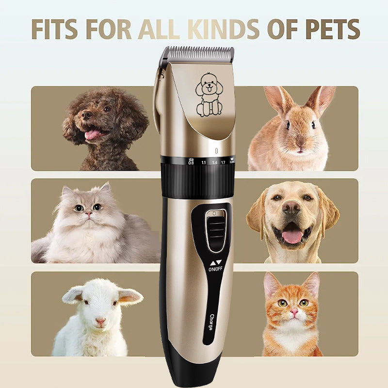 Professional Pet Grooming Hair Clipper Kit - Rechargeable, Low Noise, with Ceramic Blades & 5-Speed Adjustment(Gray)