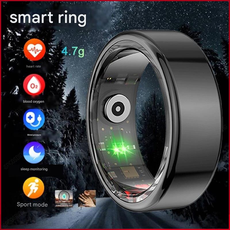 Advanced Smart Health Ring - 24/7 Heart Rate, SpO2, Sleep & Activity Tracker with Magnetic Charging(Black)