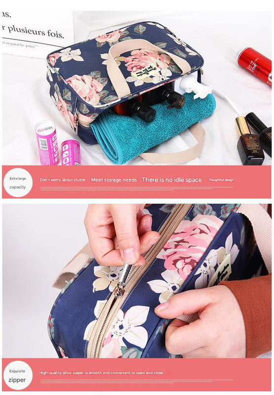 Versatile Portable Handled Bag - Durable Waterproof Fabric, Ideal for Toiletries, Lunch & Travel(Rose)