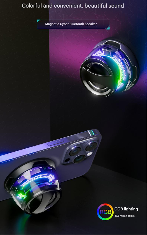 G300 Magnetic Suction Bluetooth Speaker - RGB Lights, 40mm Driver, 6H Playtime(black)