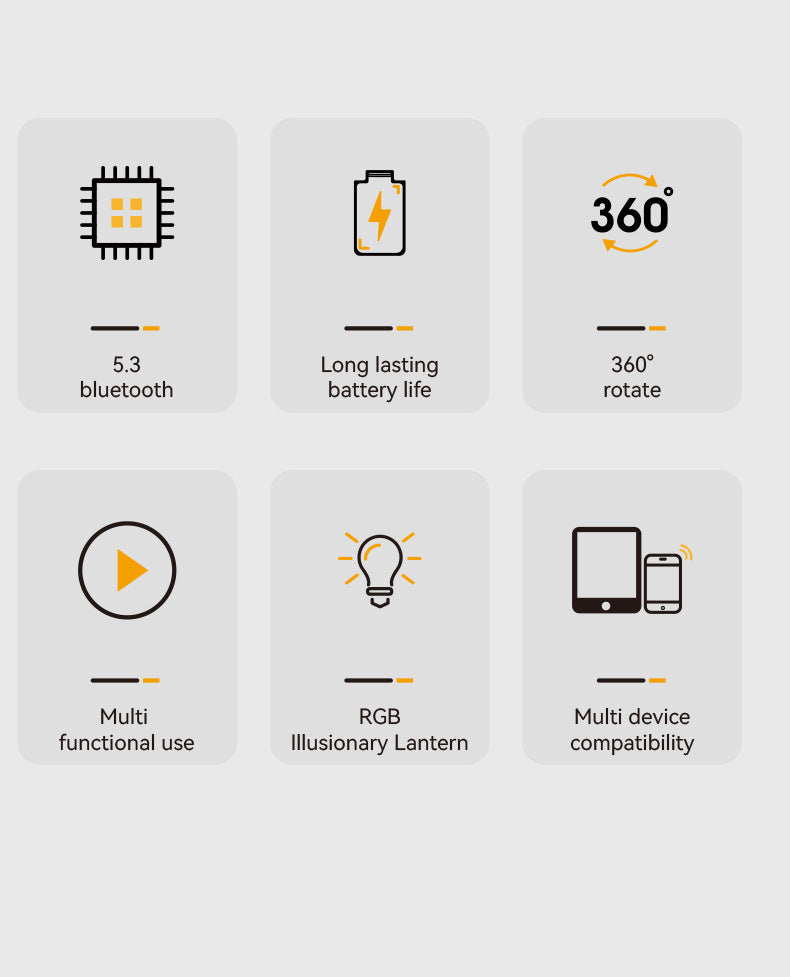 Foldable Bluetooth Speaker with 360 Rotating Phone/Tablet Stand & RGB Lights - HIFI Surround Sound(White)