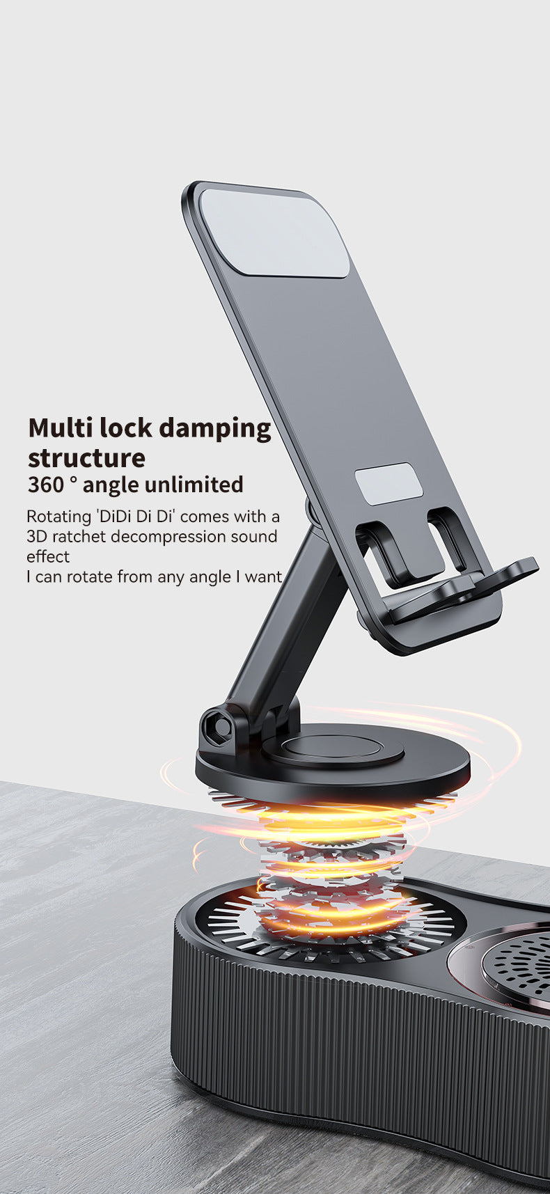 Foldable Bluetooth Speaker with 360 Rotating Phone/Tablet Stand & RGB Lights - HIFI Surround Sound(Pink)