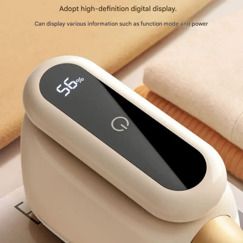 Compact Electric Lint Remover with LED Display & Dual Head - USB Rechargeable(yellow)